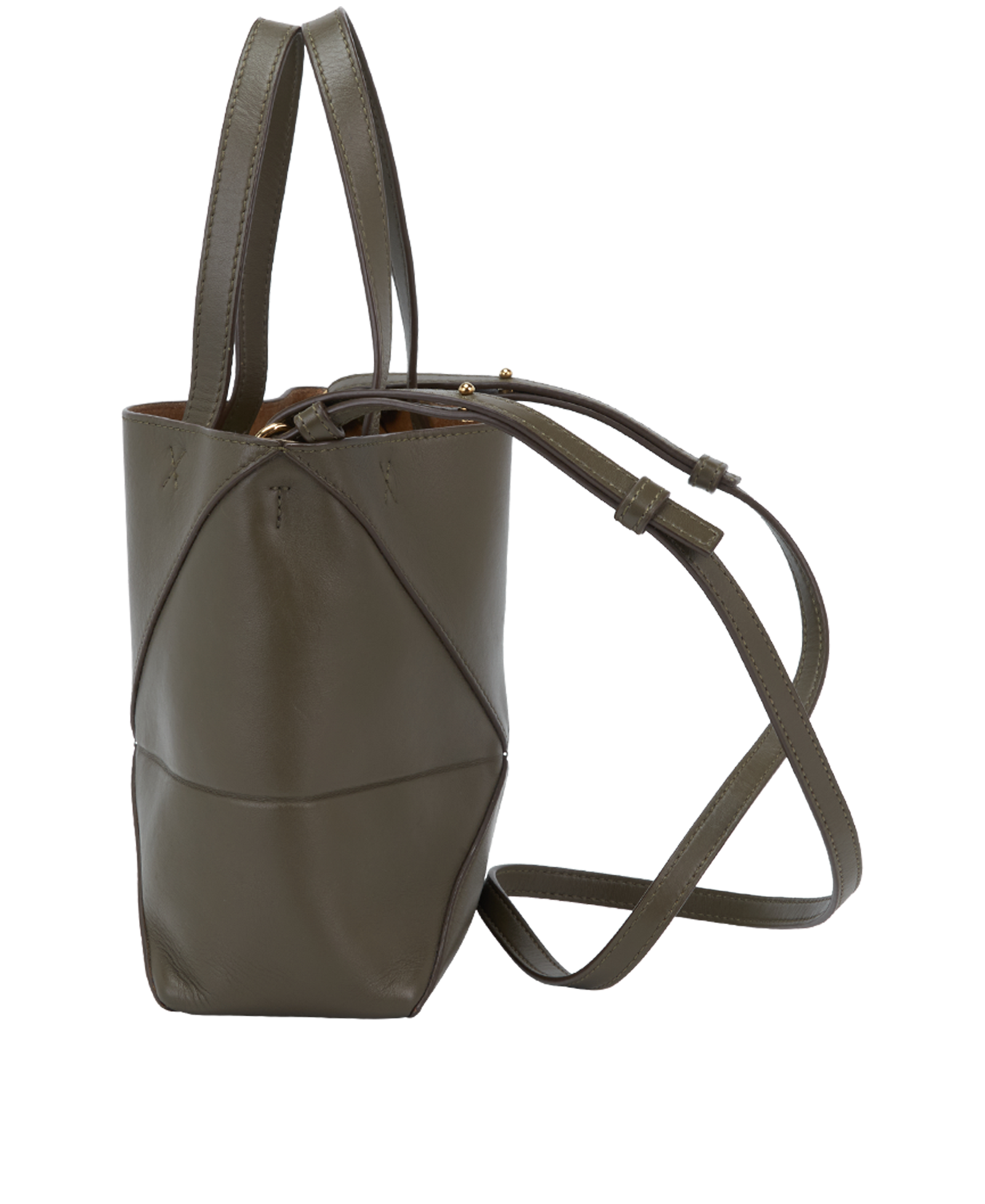 Mini Puzzle Fold Tote, &pound;650, Handbags, Taupe, Leather, Bottom view